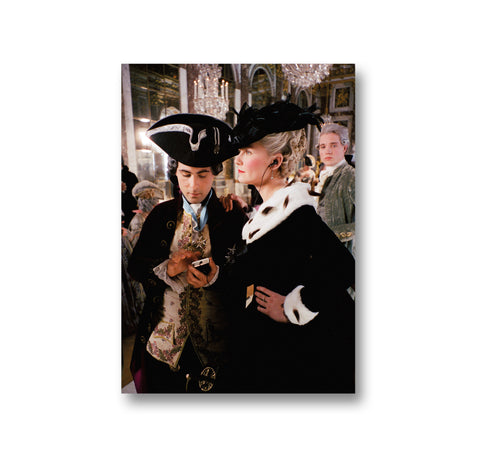 Making Marie Antoinette stationery postcard by IMPORTANT FLOWERS featuring elegant vintage portrait and ornate design.