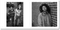 Open photography book "American Teen" by Important Flowers showing vibrant images and handwritten notes on pages.