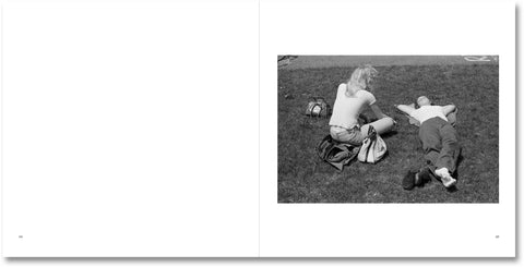 Open photography book titled American Teen by Important Flowers featuring black-and-white images of teenagers and street scenes.